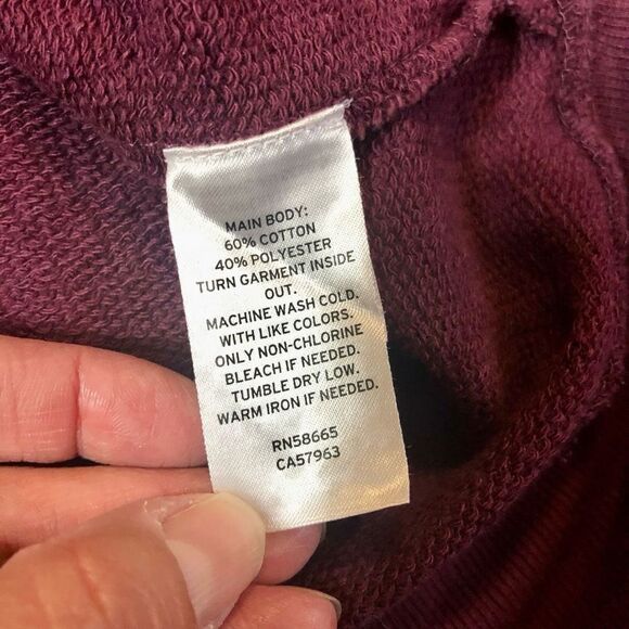 Zella Girls Pullover Crew Neck Front Pocket Long Sweatshirt Burgundy and Black - Picture 11 of 12